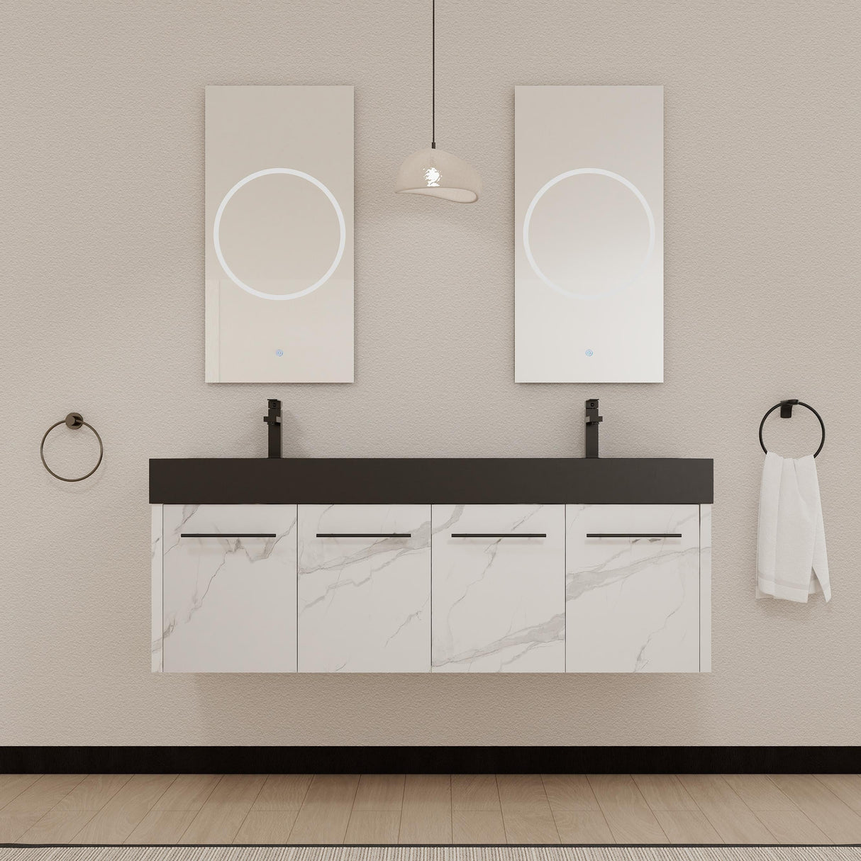 60 Inch Wall-Mounted Bathroom Vanity with Sink
