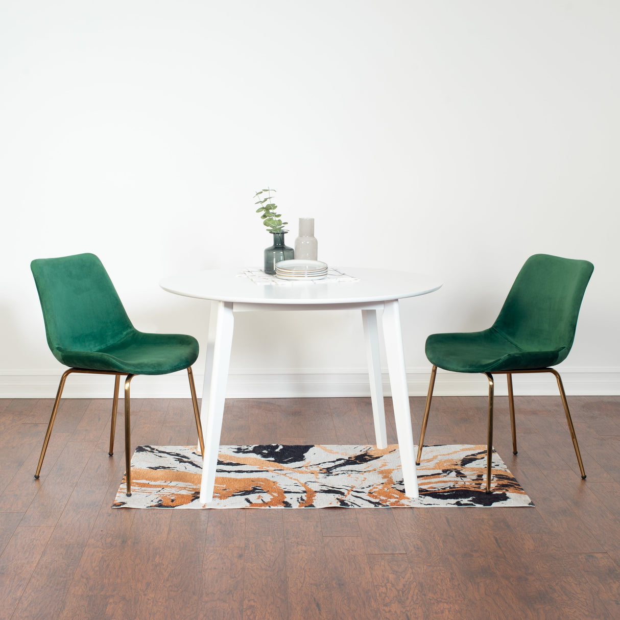 Aufurr Contemporary 3-Piece White Round Dining Set