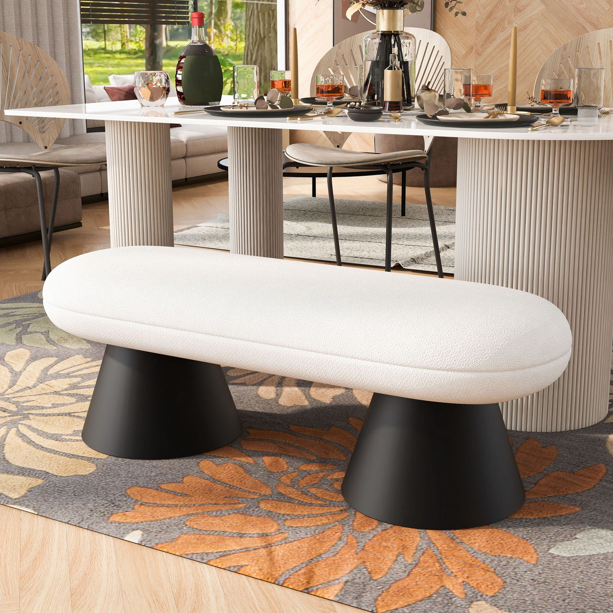 Dining Bench Upholstered For Dining Room - Beige