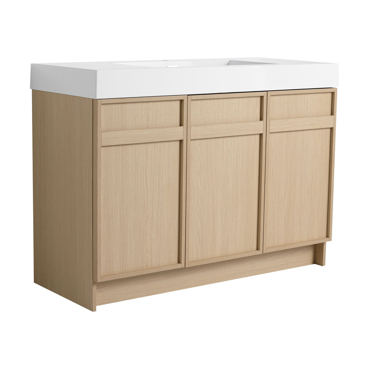 Light Brown Freestanding Bathroom Vanity with Resin Sink & Soft Close Cabinet Doors