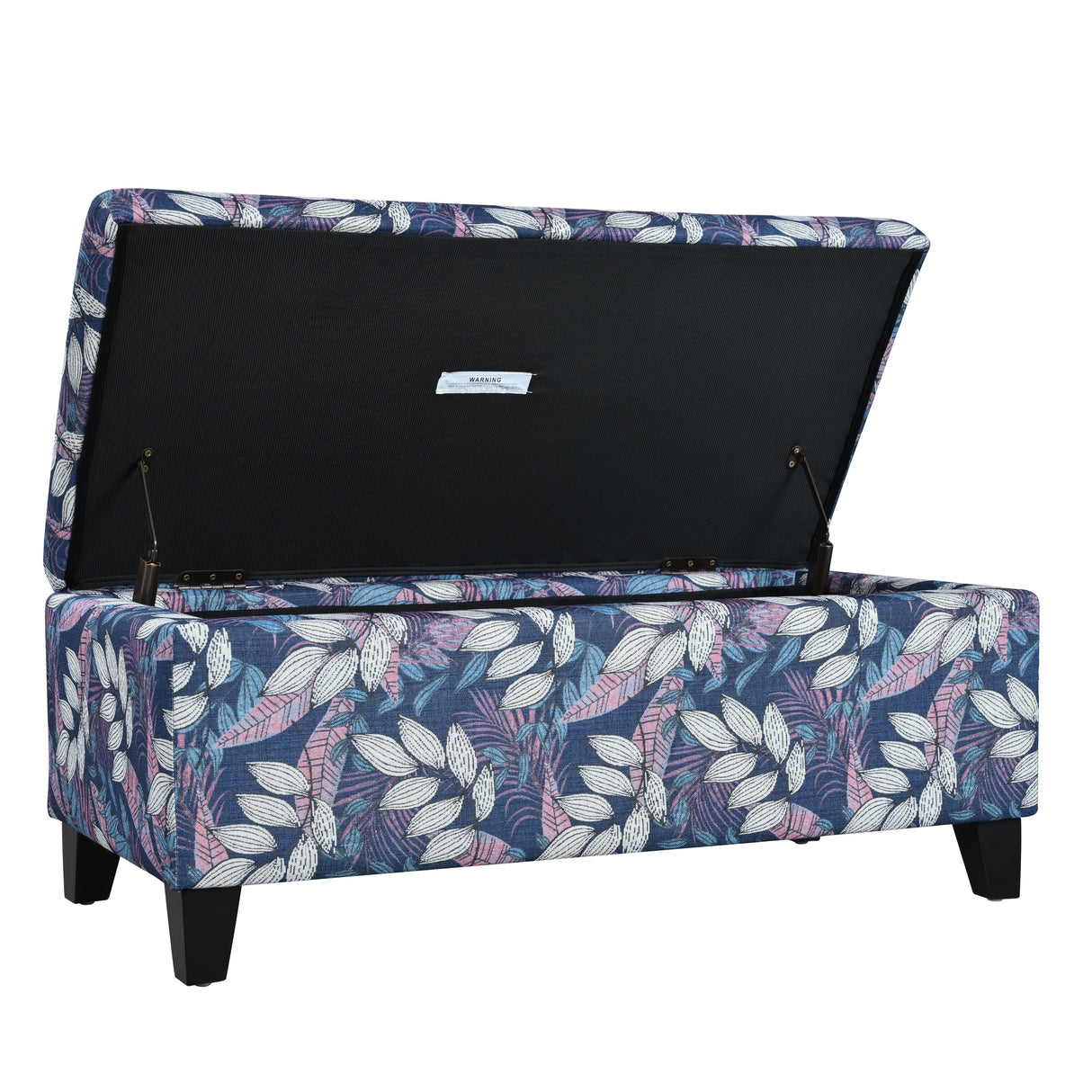 Luxury Storage Ottoman with Floral Patterned Fabric