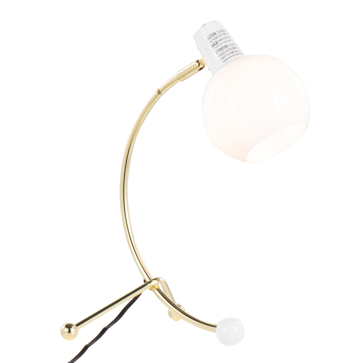Eileen Contemporary Task Lamp in Gold Metal and White Shade