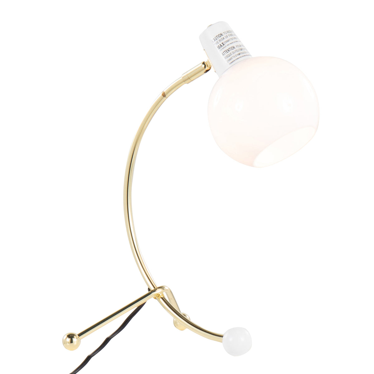 Eileen Contemporary Task Lamp in Gold Metal and White Shade