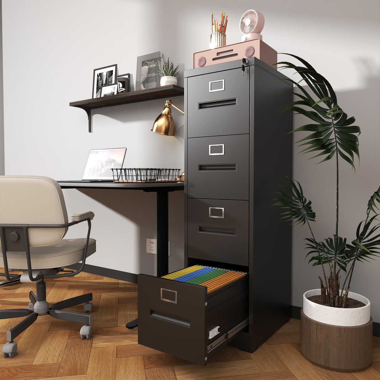 Premium Drawer File Cabinet With Lock, Metal Vertical Design, A4 Legal / Letter Size