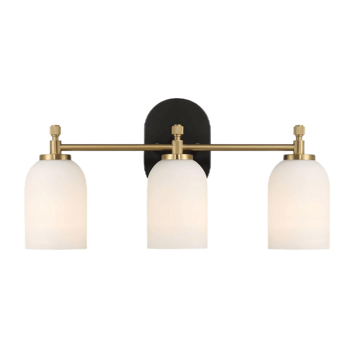 Meadows - 3 Lights Vanity Brush Bathroom Wall Light For Bathroom Over Mirror - Black / Gold / White