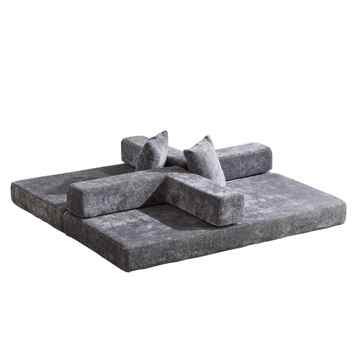Convertible Floor Sofa Bed With Pillow Back Support Armrest