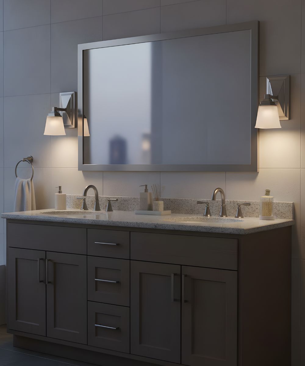 5"W 1-Light LED Bath Vanity Light Fixture Brushed Nickel Finish with Square Shade