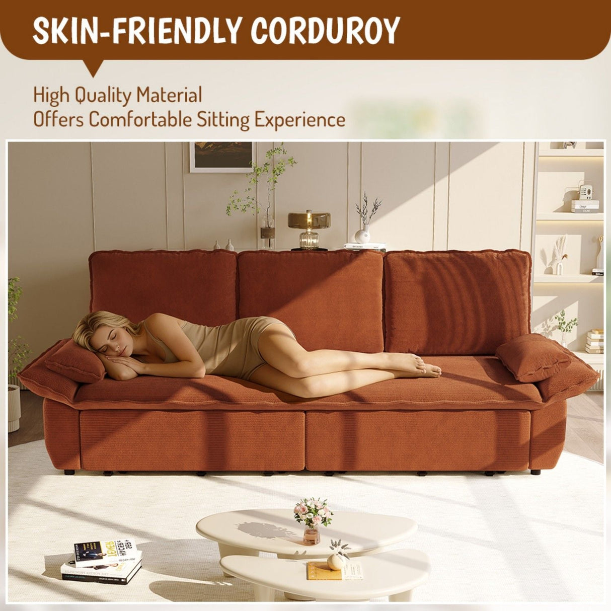 King Size Pull Out Sofa Bed, 3 In 1 Convertible Multifunctional