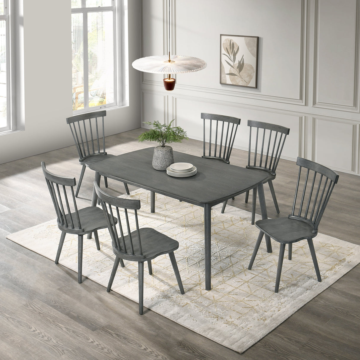 Modern Farmhouse Spindle Back Dining Chairs, Set of 2