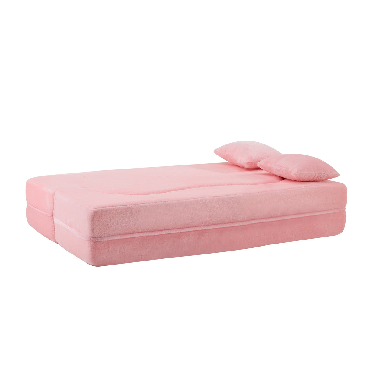 71-Inch Folding Sofa Bed in Pink Chenille with High-Density Foam