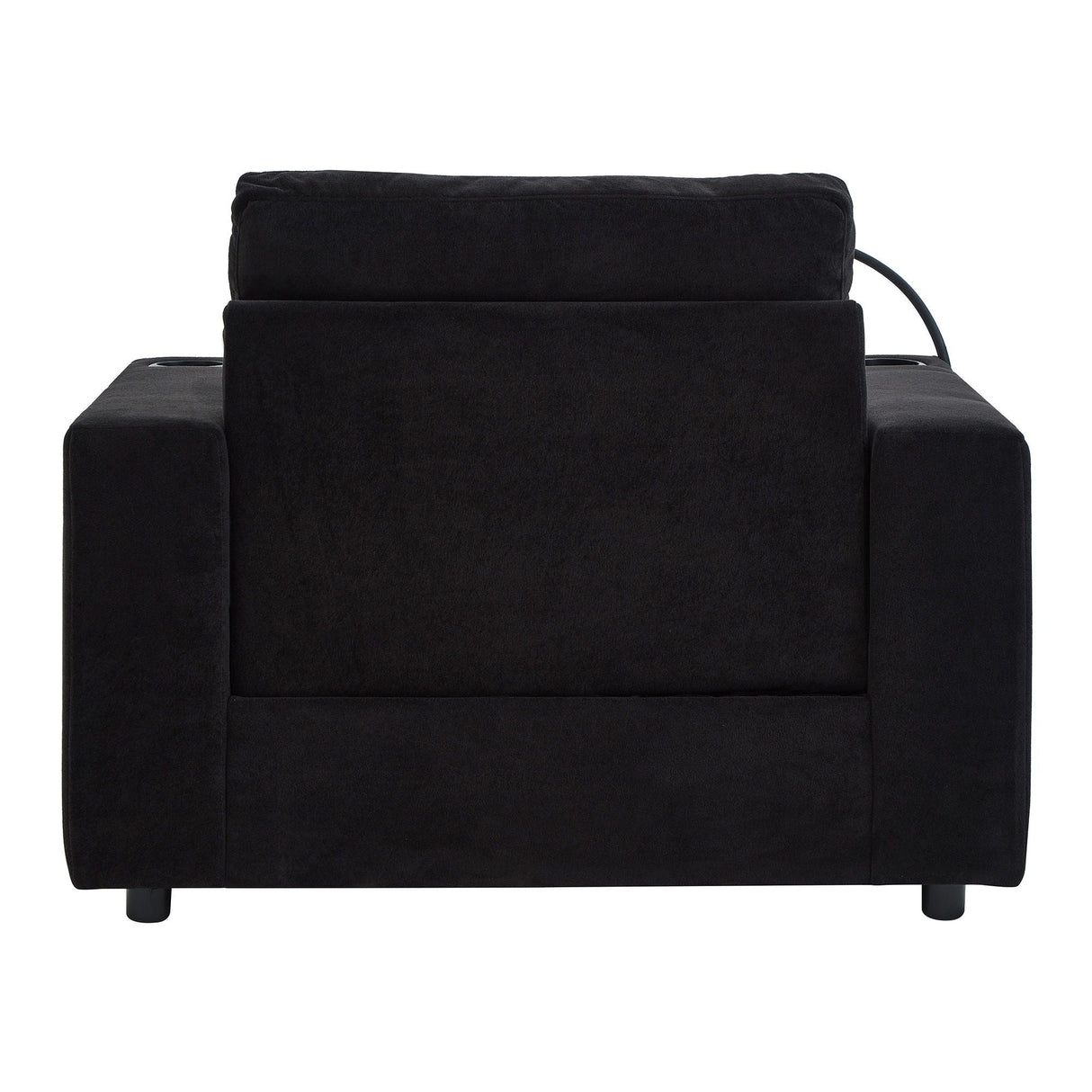 Modern Style Armchair Chaise Lounge Sofa Couch With Movable Storage Ottoman, USB Ports, Cup Holders, Phone Holder, Side Pockets