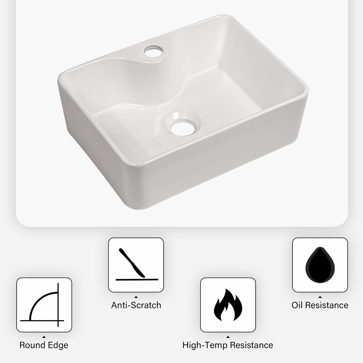 Modern Ceramic Rectangular Vessel Bathroom Sink With Sleek Design