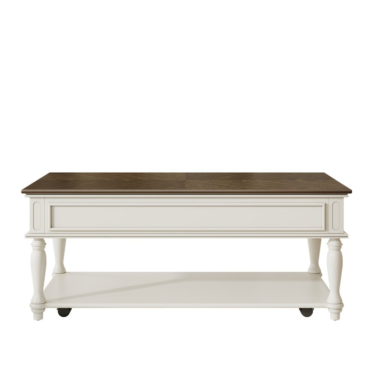 Farmhouse Coffee Table with One Drawer in Grey and White