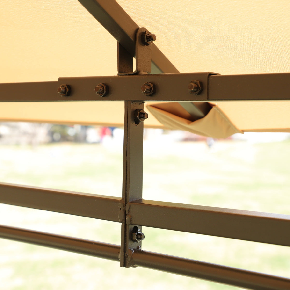 Khaki Outdoor Patio Gazebo Canopy Tent with Ventilated Double Roof and Mosquito Net, 13x10 Ft