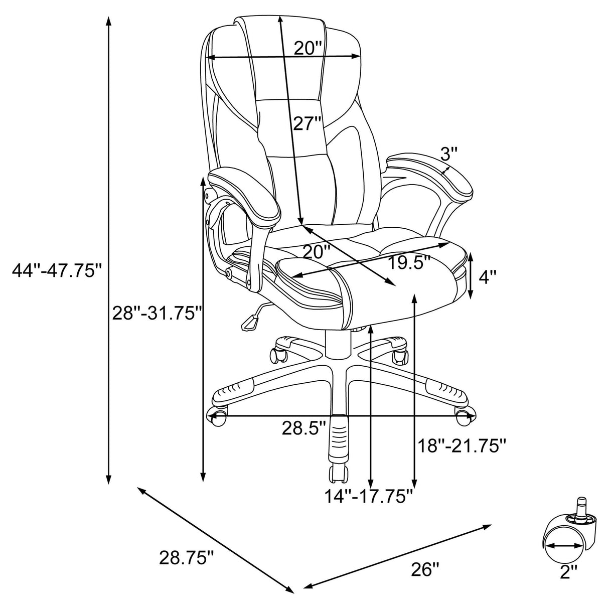 Kaffir - Upholstered Adjustable Home Office Desk Chair With Ergonomic Support And Smooth Swivel - White