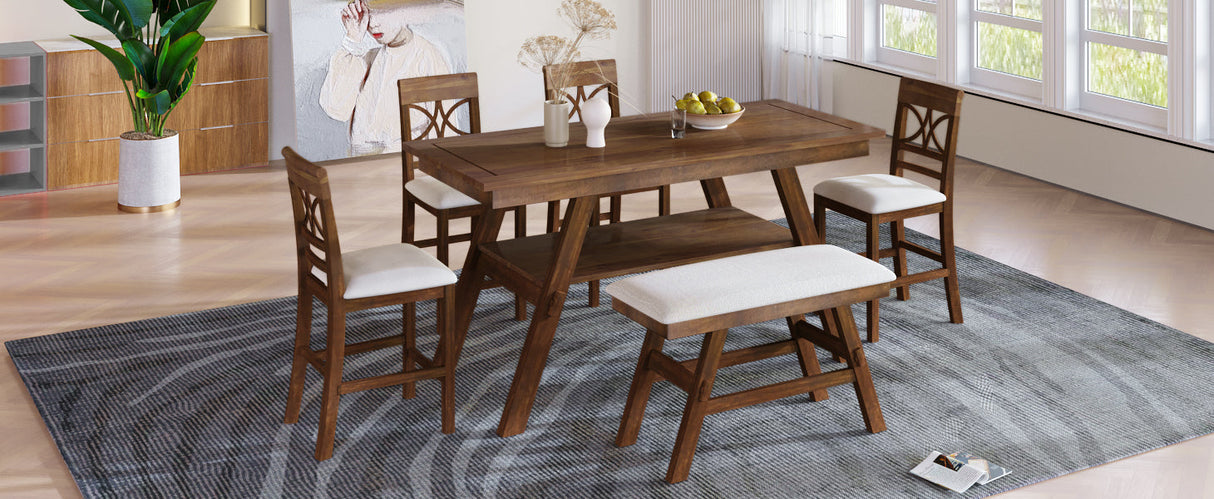 Charlie Walnut Farmhouse Counter Height 6-Piece Dining Set