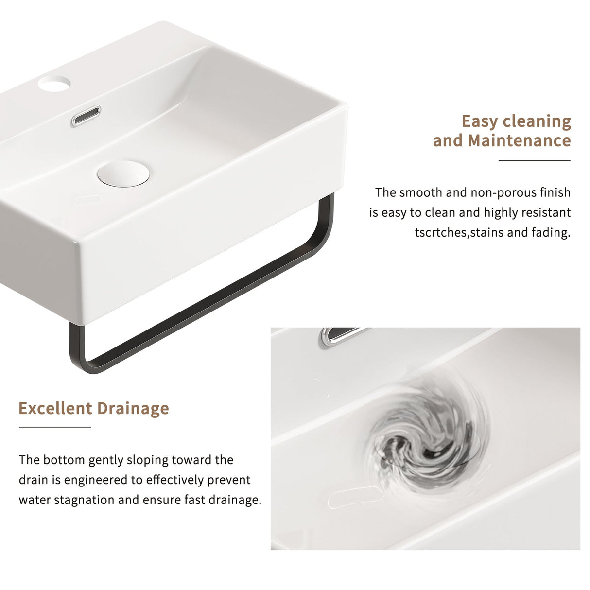 White Vessel Sink with Towel Rack