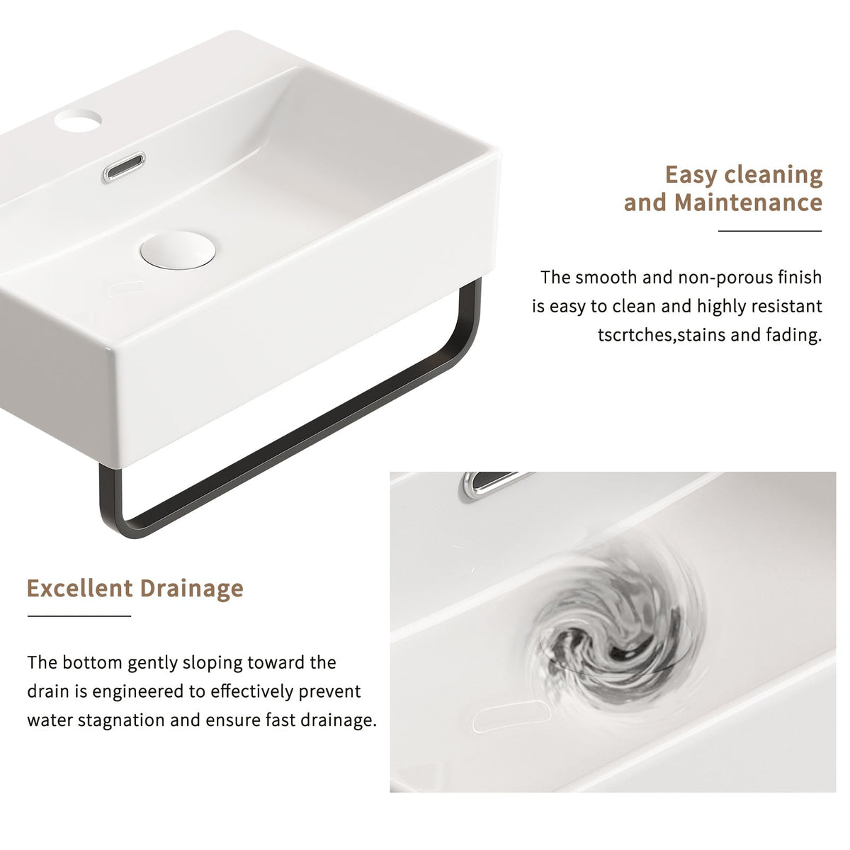 White Vessel Sink with Towel Rack