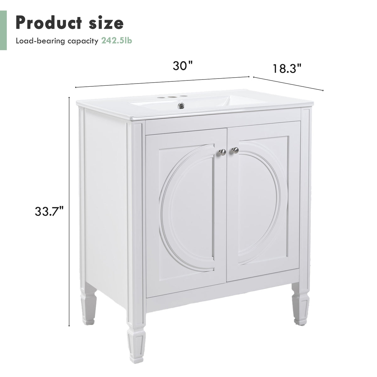 30" No Assembly Needed Vintage Bathroom Vanity