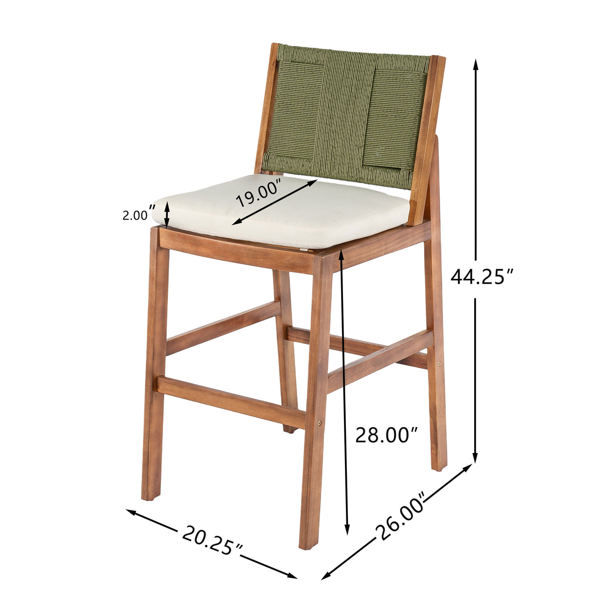 Outdoor Acacia Wood Bar Stools (Set of 2)