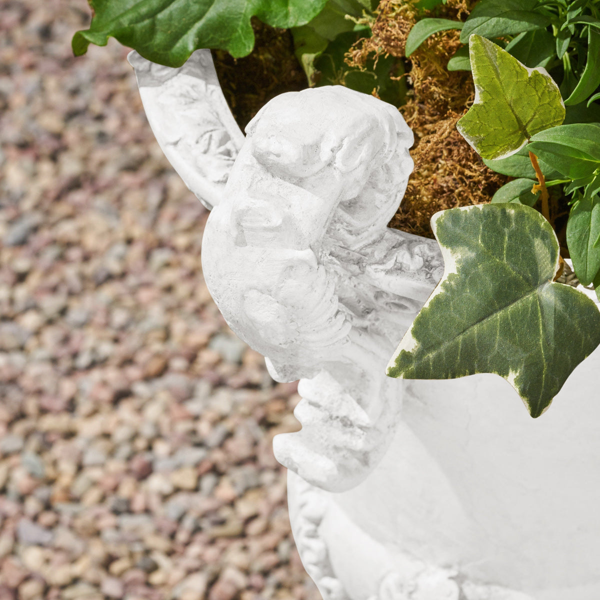 Roman Style MGO Garden Urn Planter with Drainage Hole – Antique White