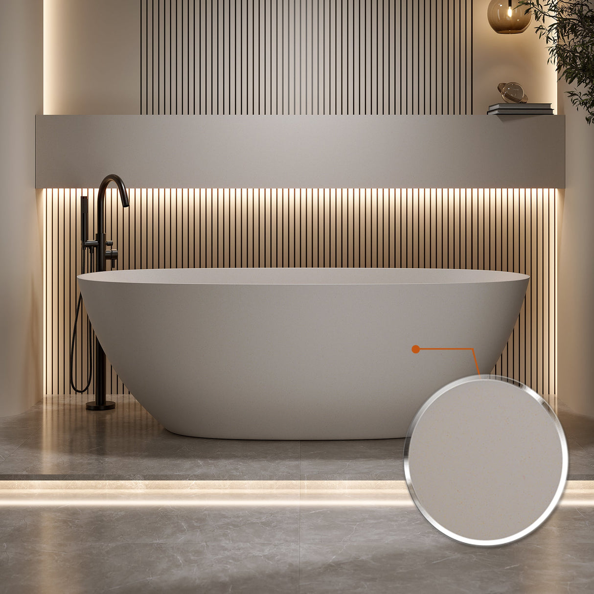 69'' Freestanding Bathtub Resin Stone Soaking Bathtub