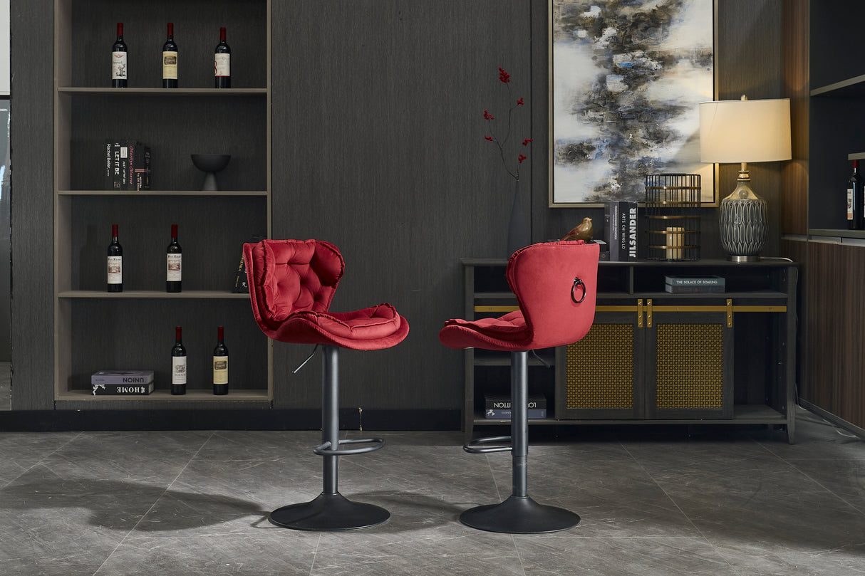 Set of 2 Bar Stools with Powder Footrest and Base