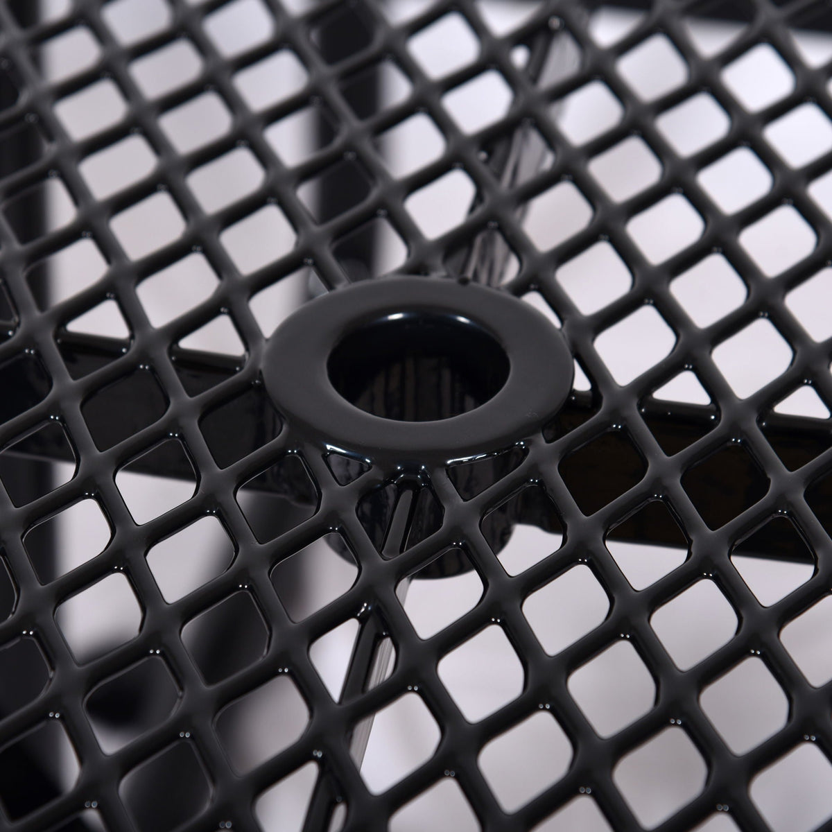 Square Outdoor Steel Picnic Table, With Umbrella Pole