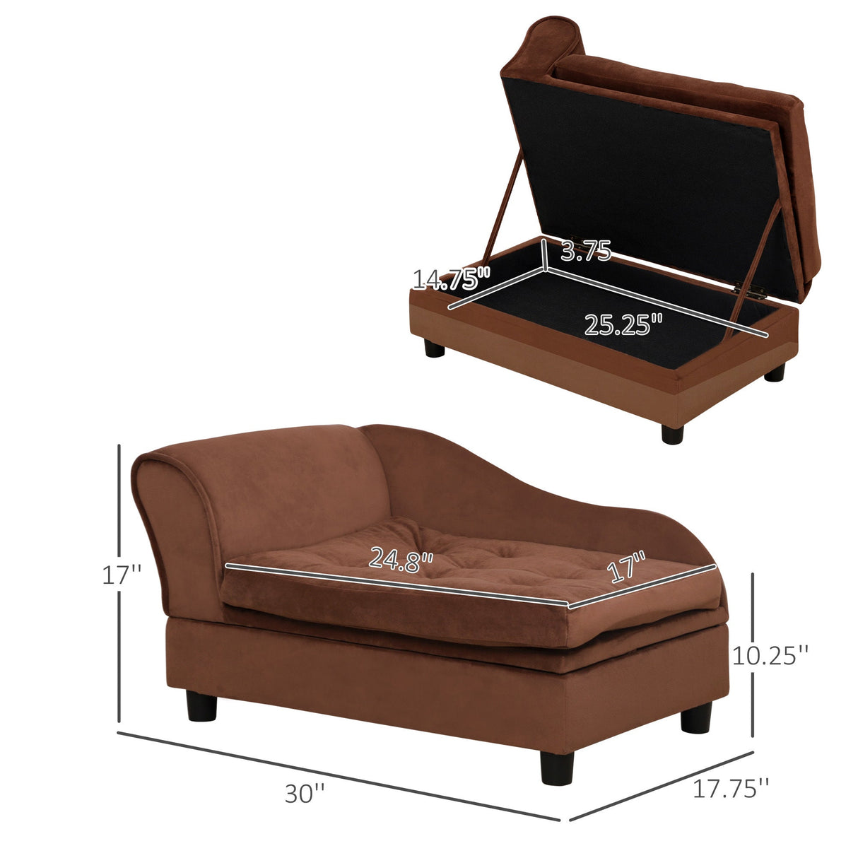 PawHut Luxury Fancy Dog Bed for Small Dogs with Hidden Storage