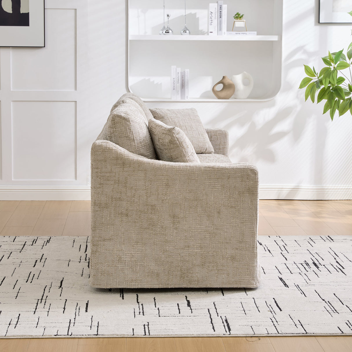 83.86" Wide Modern Casual Sofa in Wheat