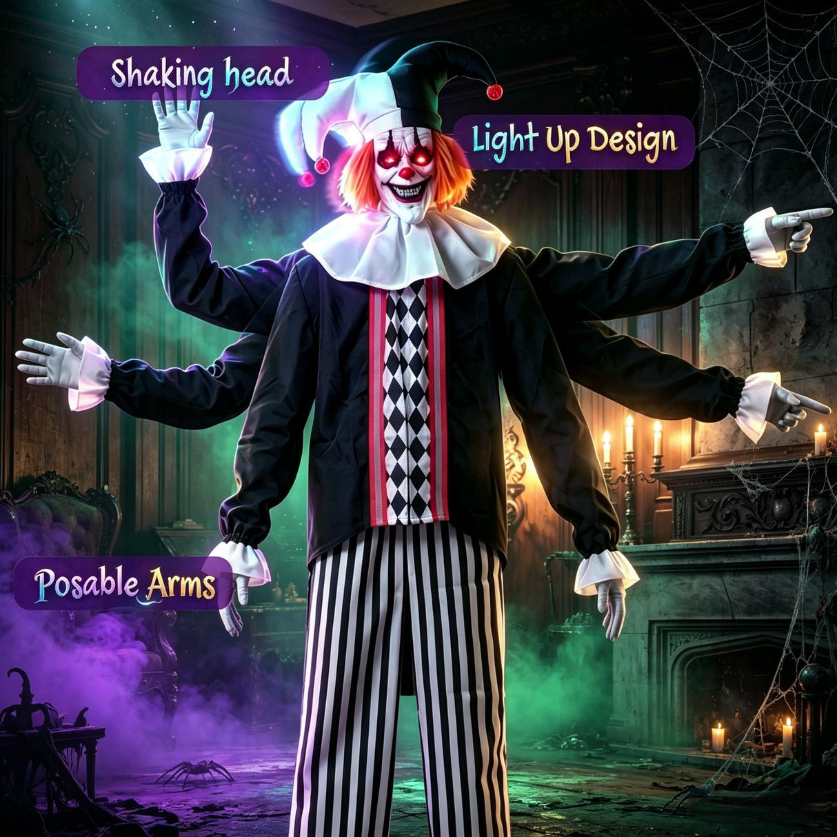 Frightening Giant Clown Prop with Realistic Facial Expressions
