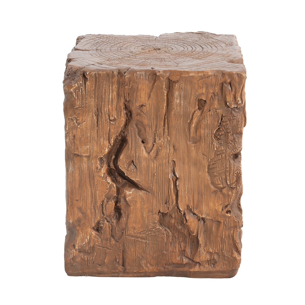 Amira Outdoor And Indoor Stump Shape MGO Side Table Brown Finish