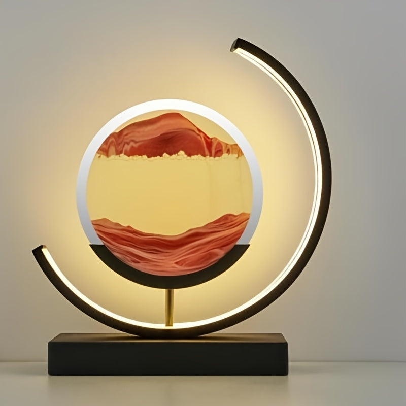 Sandscape Hourglass Table Lamp – Moving Sand Art LED Gift Light for Decor