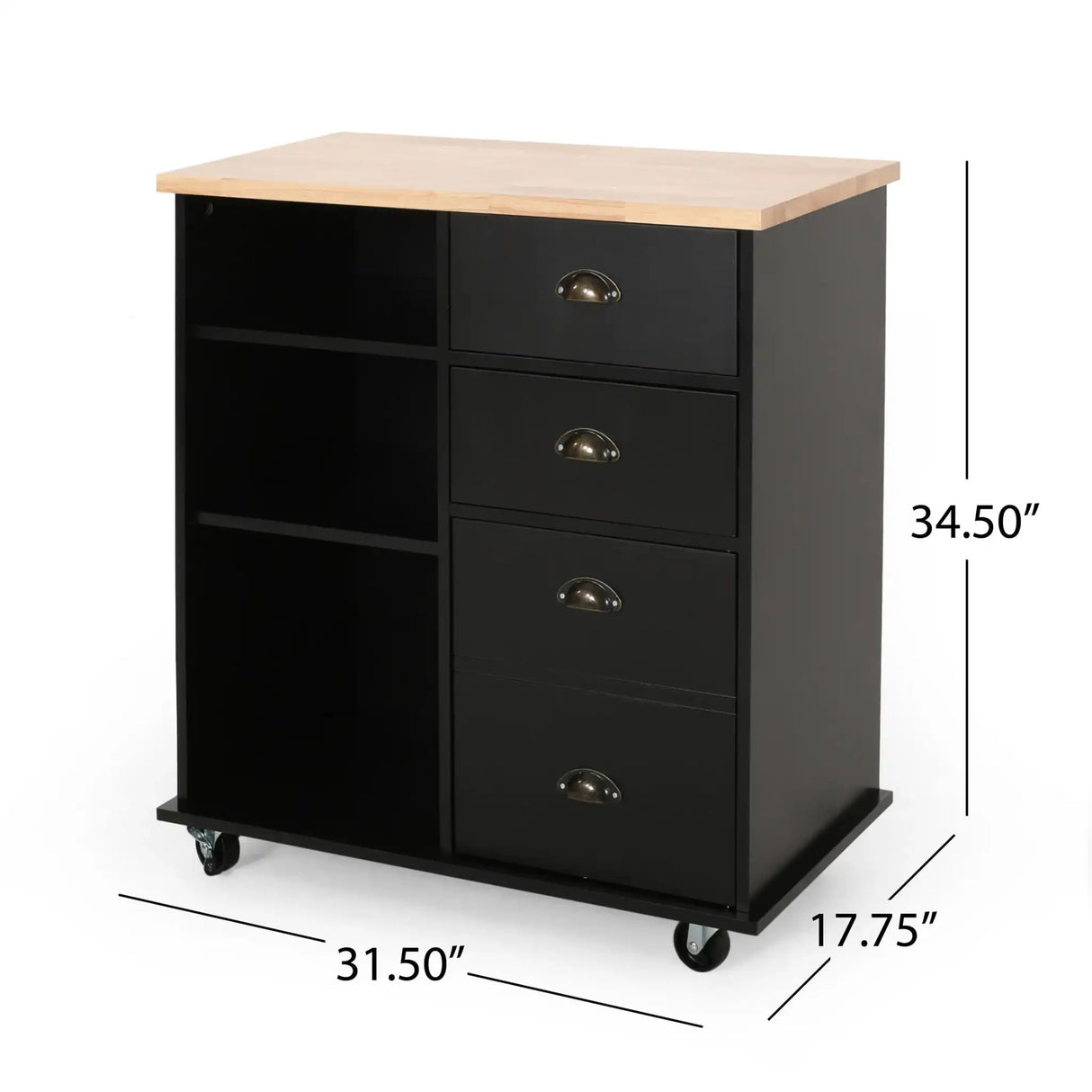 Yohaan - Contemporary Kitchen Cart With Wheels