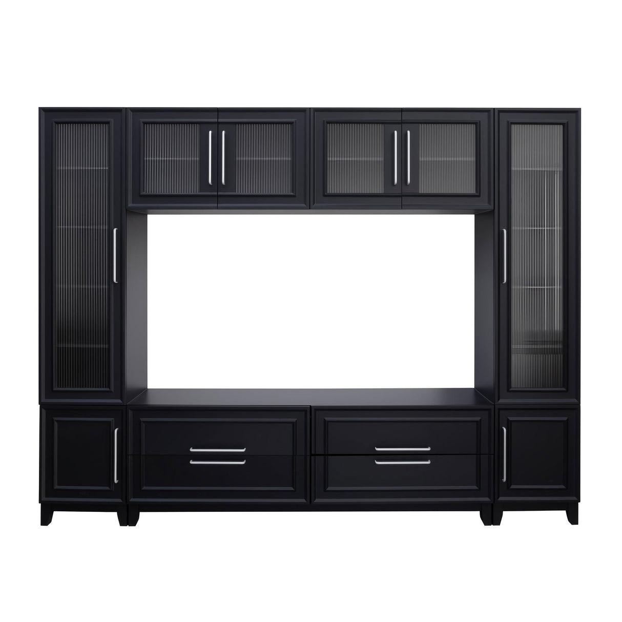 Wall Unit Modern Entertainment Center With Glass Doors