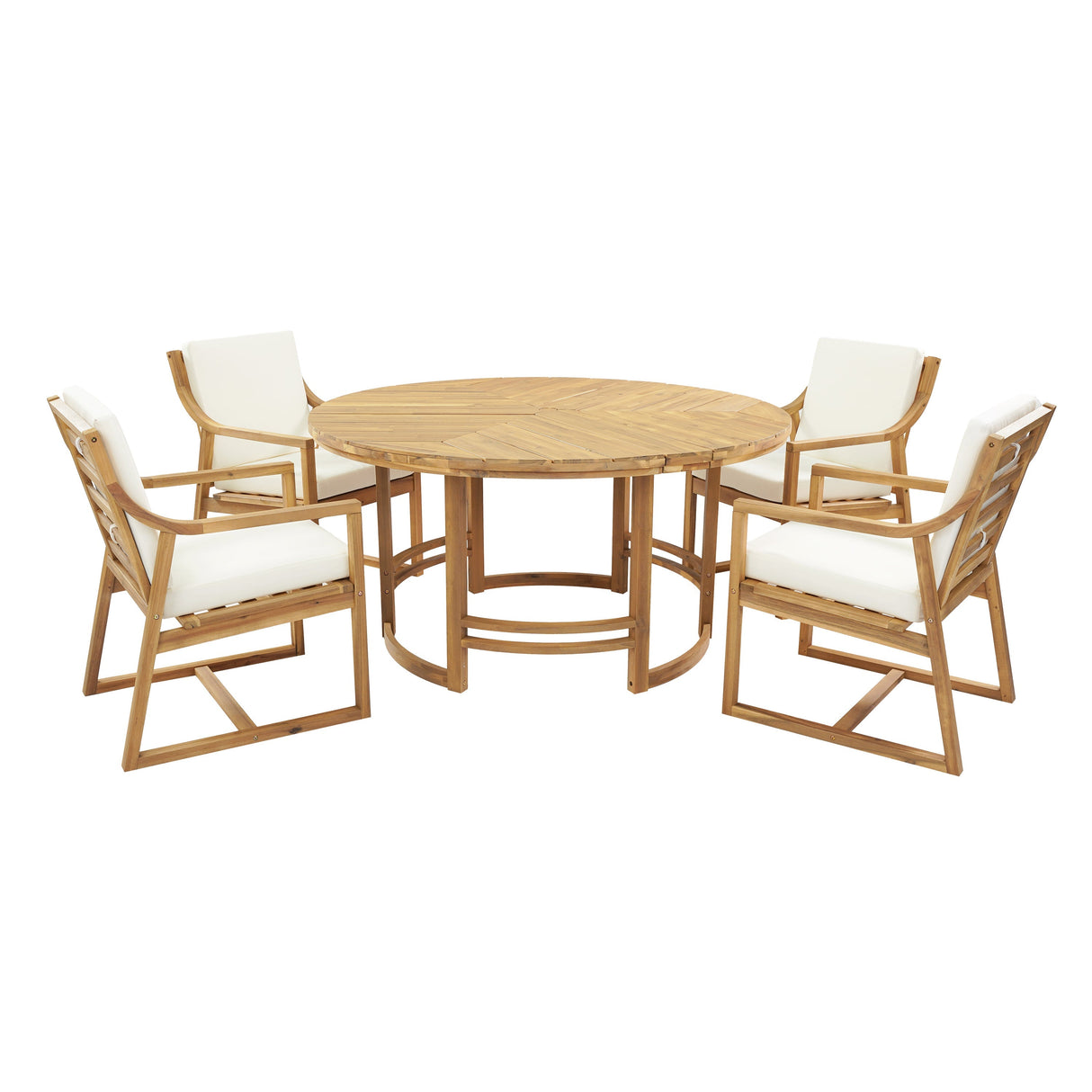 Outdoor Dining Set 5-Piece Patio Table and Chairs Set with Umbrella Hole
