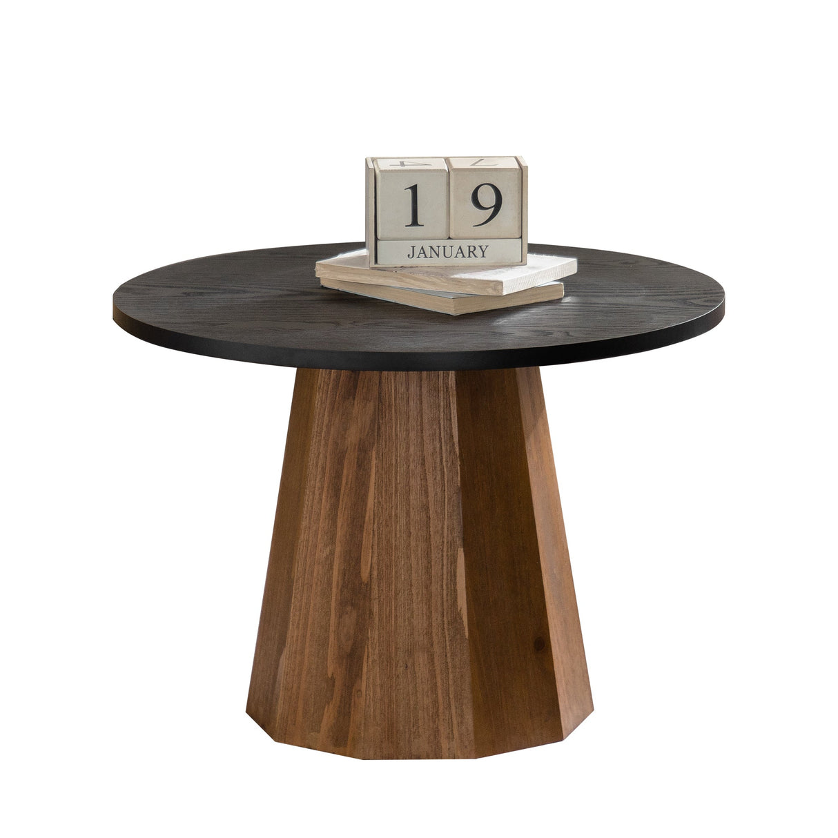 Round Coffee Table - Sturdy Pedestal Wooden Tea Table for Living Room