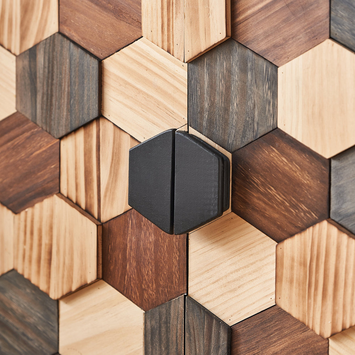 Distressed Storage Cabinet with Honeycomb Pattern