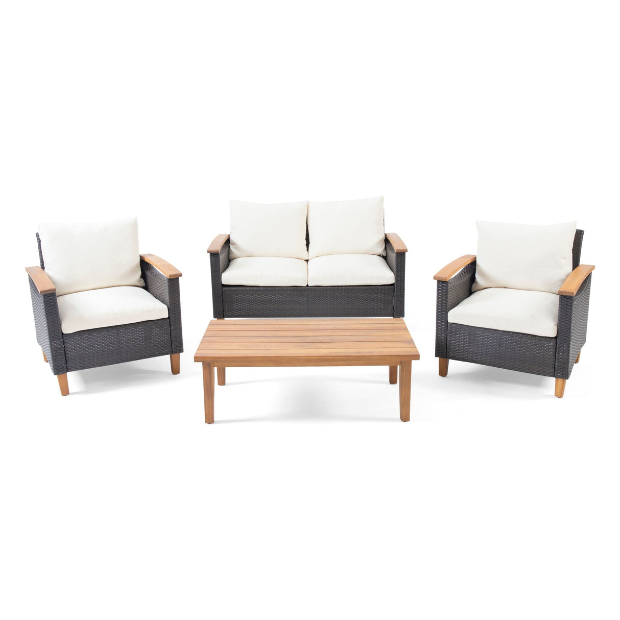 Isla Transitional Chat Set With Water Resistant Cushions - Teak