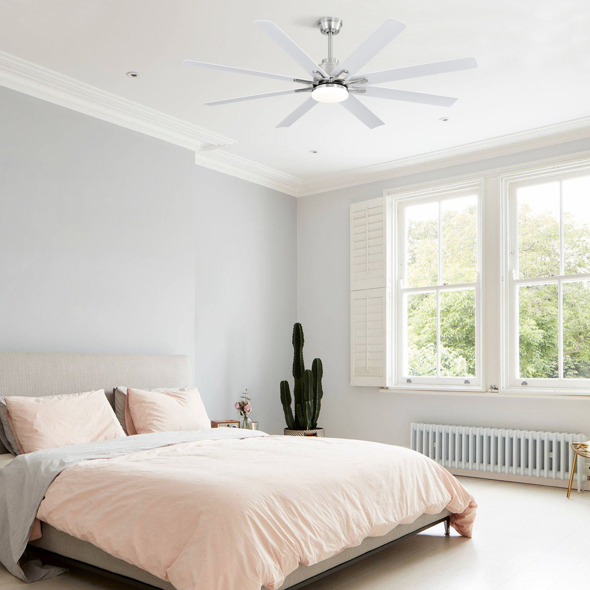 Ceiling Fan With Dimmable LED Light, 8 Blades, Reversible DC Motor, Remote Control
