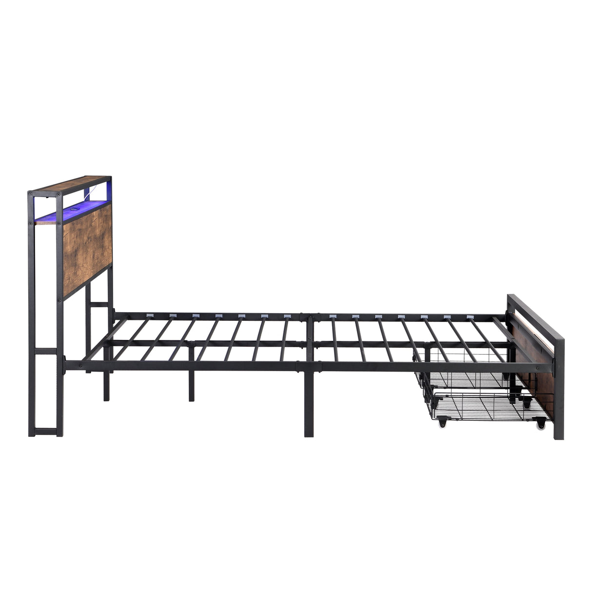 Bed frame with storage, led headboard, drawers & usb port