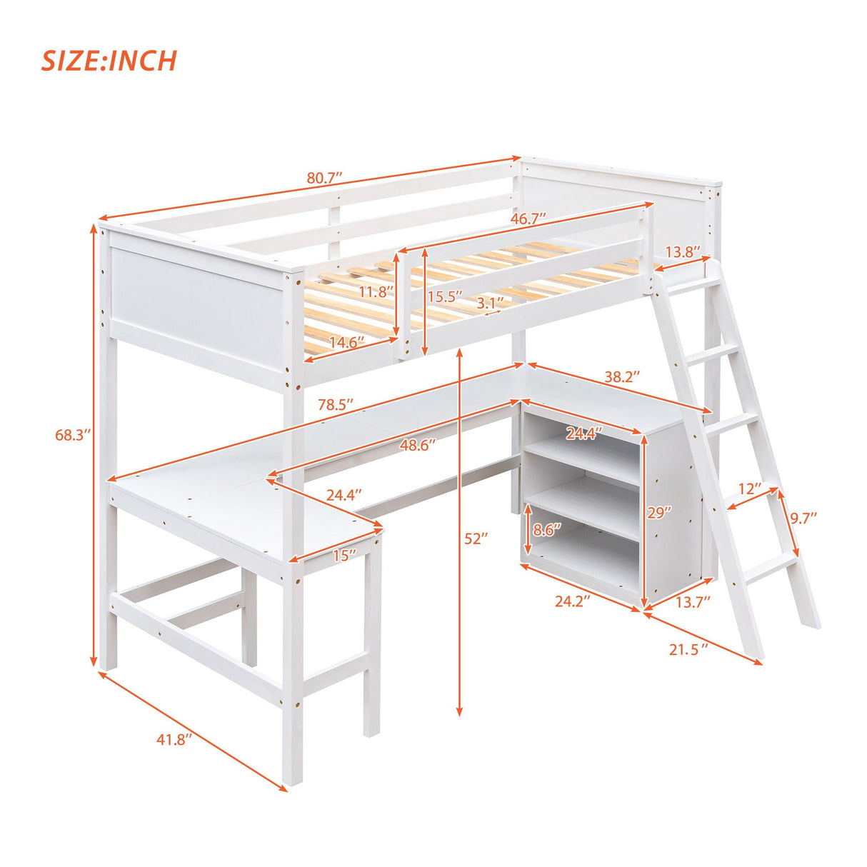Loft Bed With Shelves With Desk