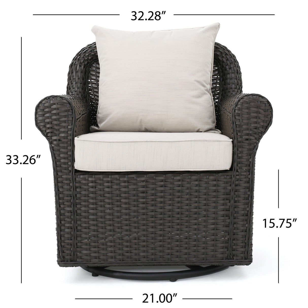 Amaya Outdoor Swivel Rocker Chair with Water Resistant Cushions - Brown / Beige