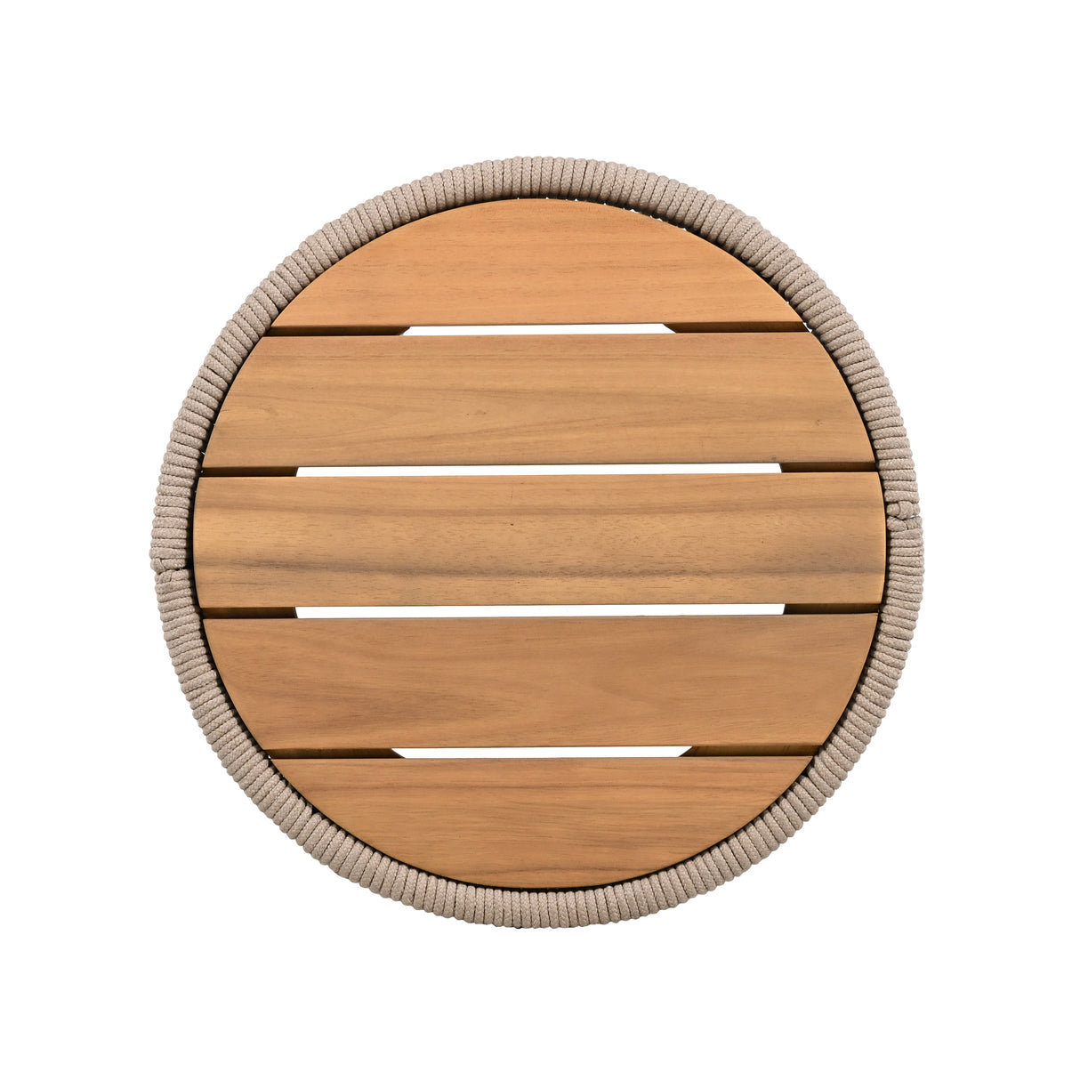 Outdoor Rope Chaise Lounge Set with Adjustable Backrest and Teak Look Side Table