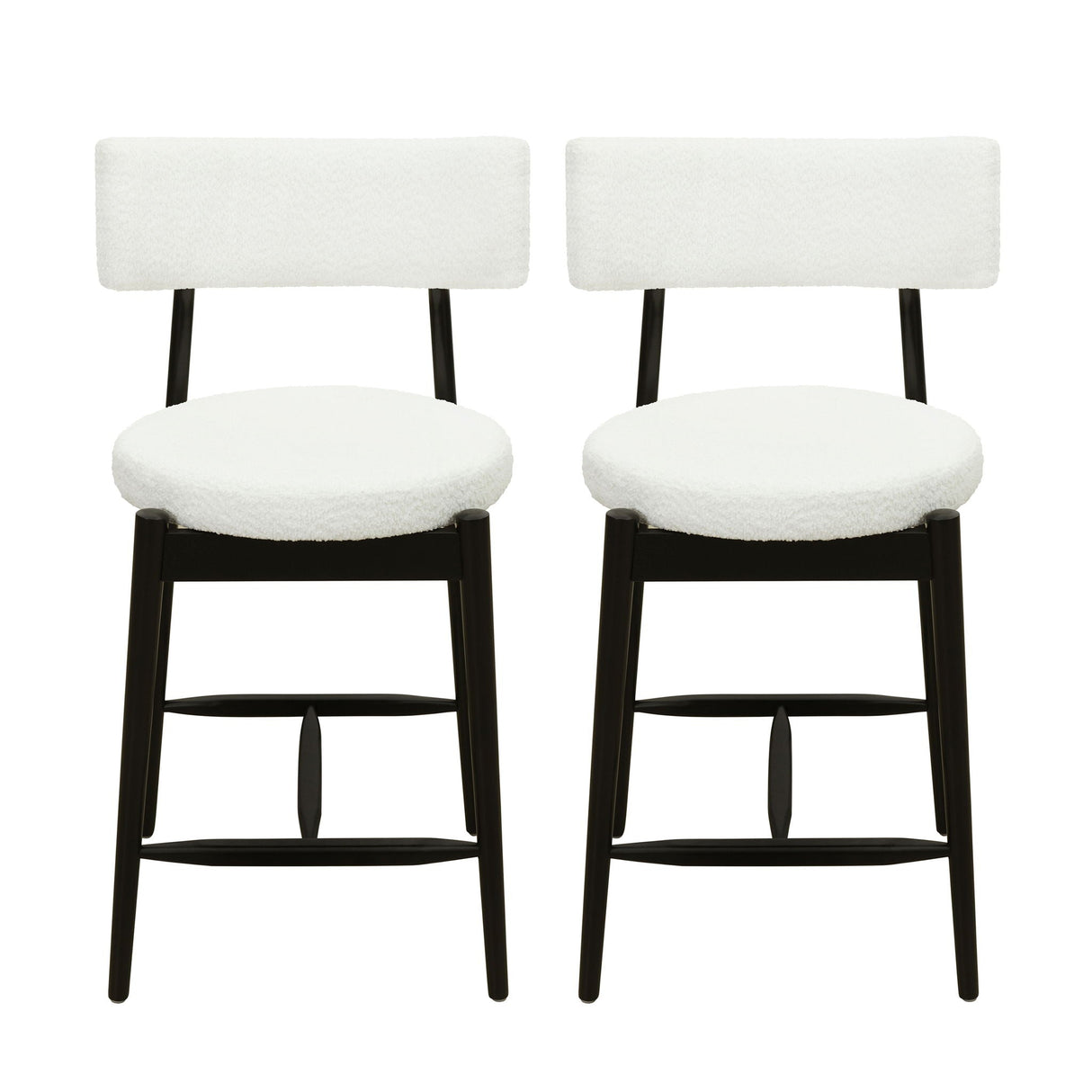 Mid Century Modern Counter Stools, Fabric Upholstered Chairs