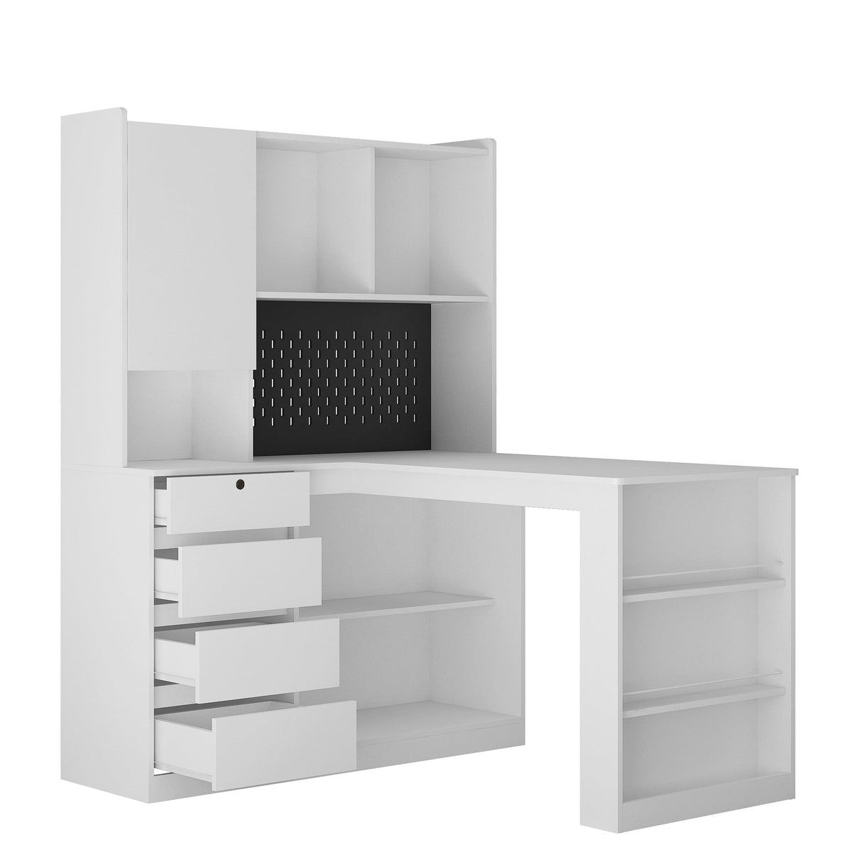 L Shaped Desk with Charger and Drawers