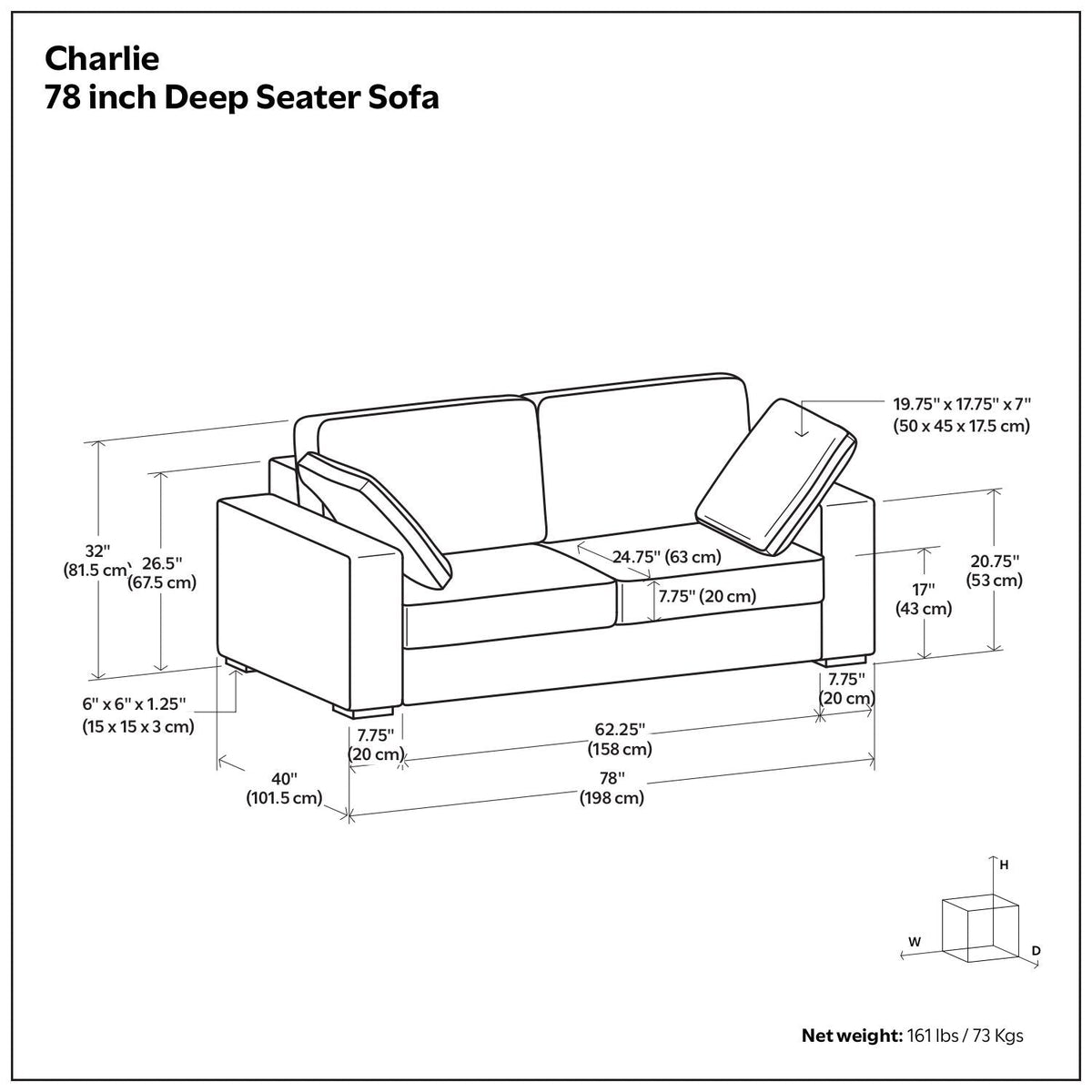 Charlie - Deep Seater Sofa