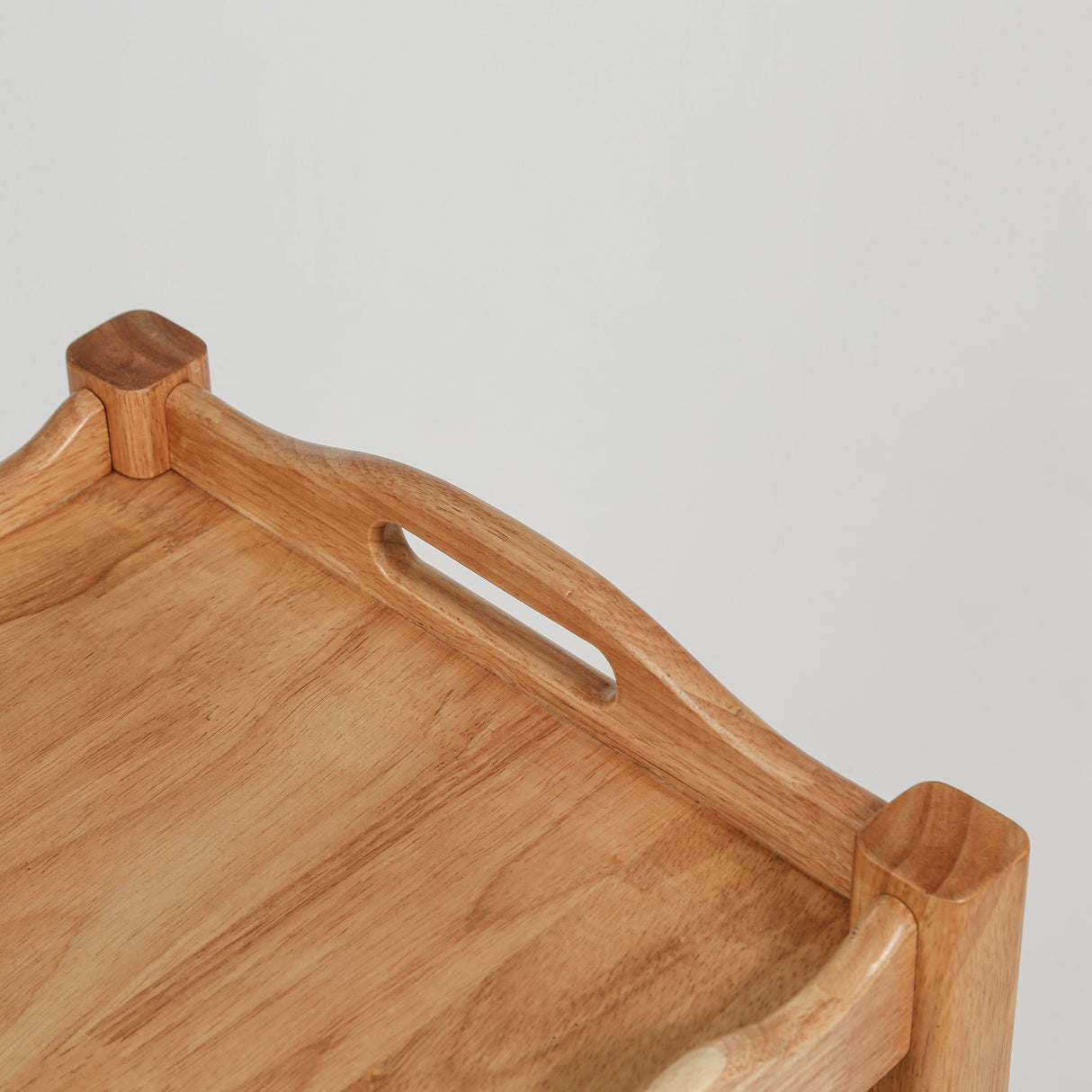 Solid Rubberwood Rolling Side Table