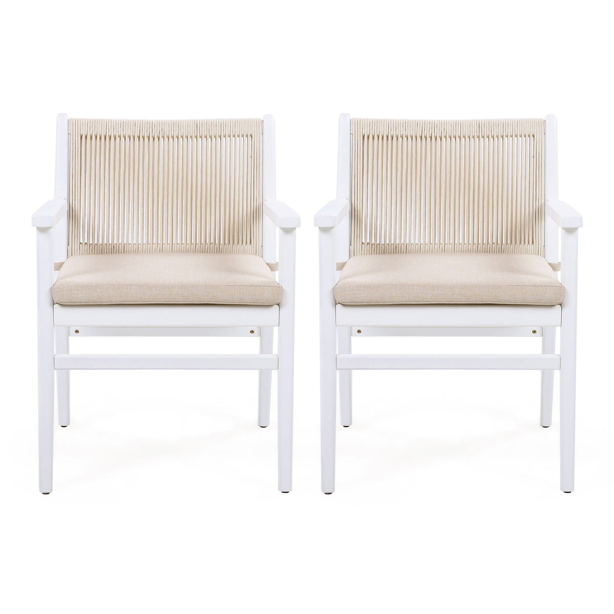 Outdoor Acacia Wood Patio Dining Armchair (Set of 2)