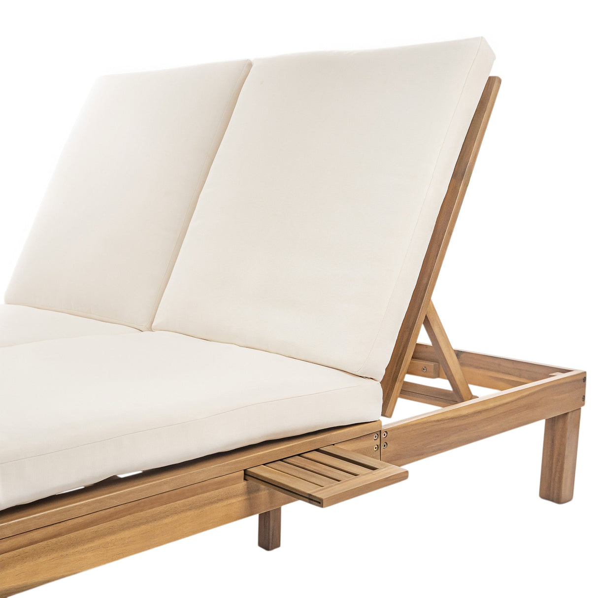 TREXM 5-Position Adjustable Backrest Double Chaise Lounge Outdoor